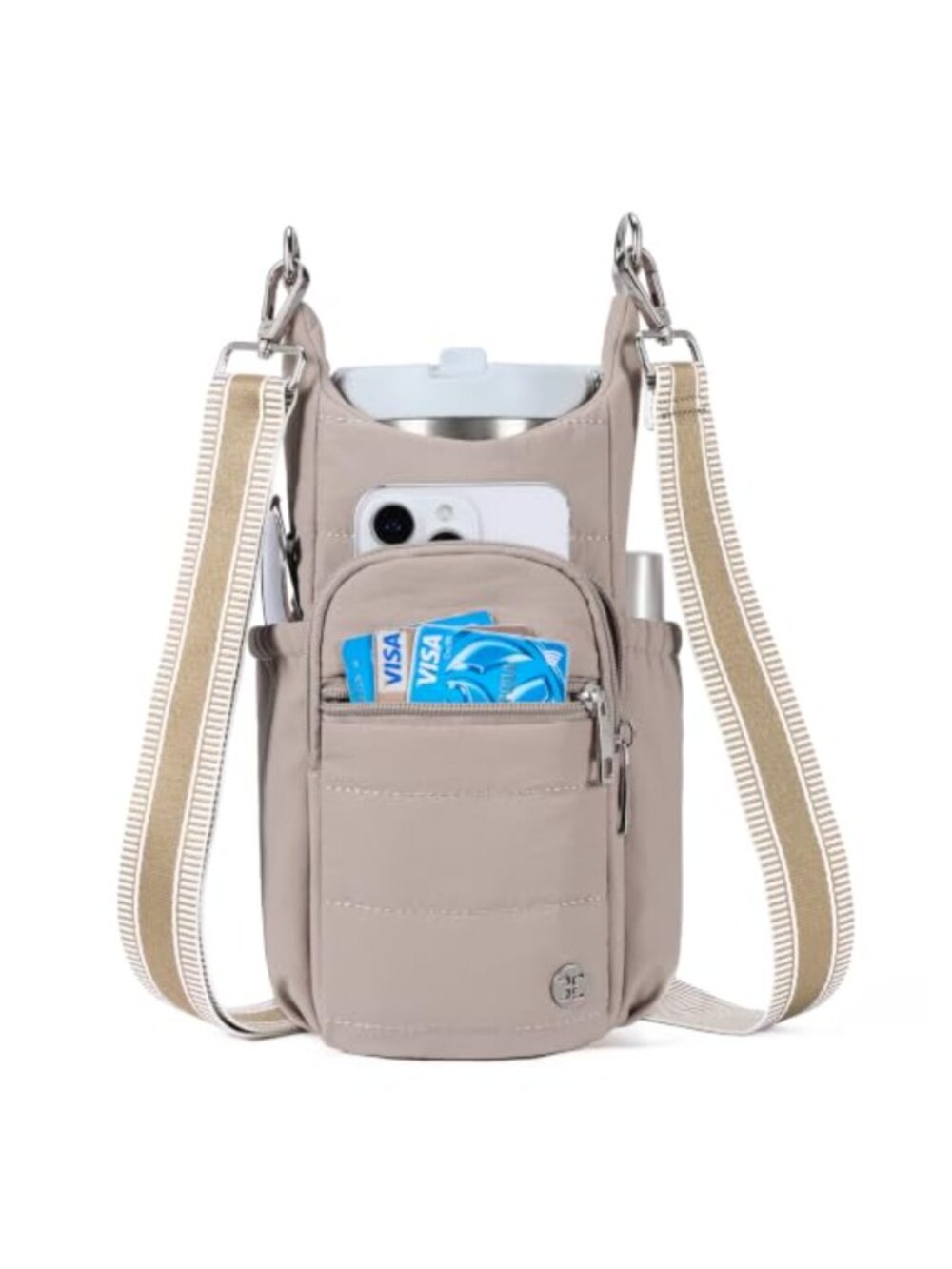 Water Bottle Holder Crossbody Bag with Strap for Walking Hiking